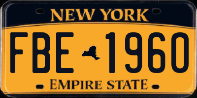 NY license plate FBE1960