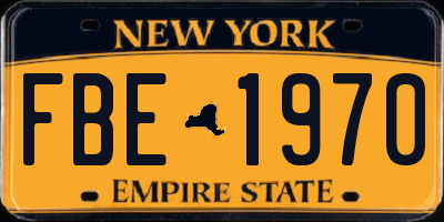 NY license plate FBE1970