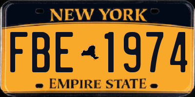 NY license plate FBE1974