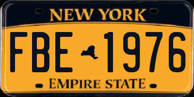 NY license plate FBE1976