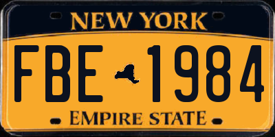 NY license plate FBE1984