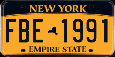 NY license plate FBE1991