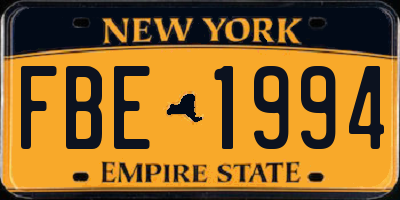 NY license plate FBE1994