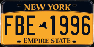 NY license plate FBE1996