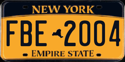 NY license plate FBE2004