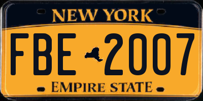 NY license plate FBE2007