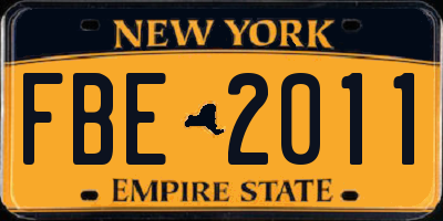 NY license plate FBE2011