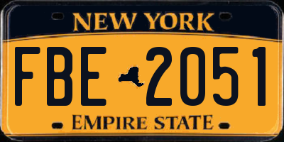 NY license plate FBE2051