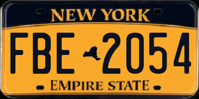 NY license plate FBE2054