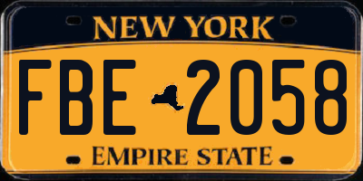 NY license plate FBE2058