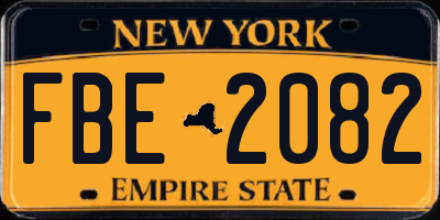 NY license plate FBE2082