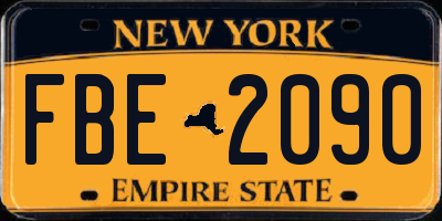 NY license plate FBE2090