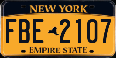 NY license plate FBE2107