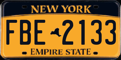 NY license plate FBE2133