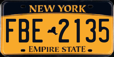 NY license plate FBE2135