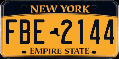 NY license plate FBE2144