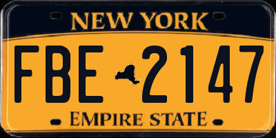 NY license plate FBE2147