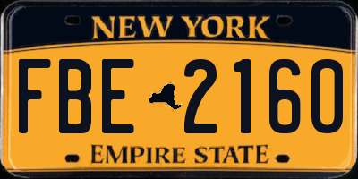 NY license plate FBE2160