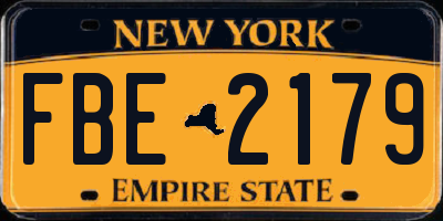 NY license plate FBE2179