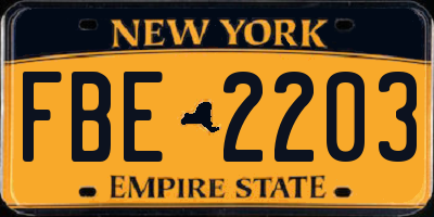 NY license plate FBE2203