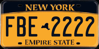 NY license plate FBE2222