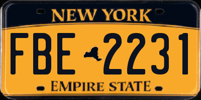 NY license plate FBE2231