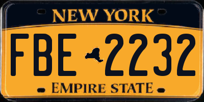 NY license plate FBE2232