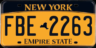 NY license plate FBE2263