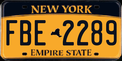 NY license plate FBE2289