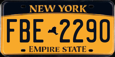 NY license plate FBE2290
