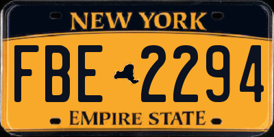 NY license plate FBE2294