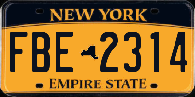 NY license plate FBE2314