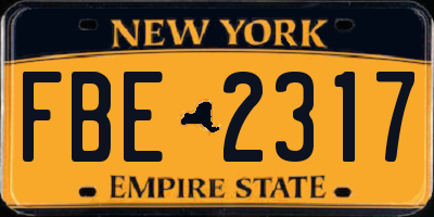 NY license plate FBE2317