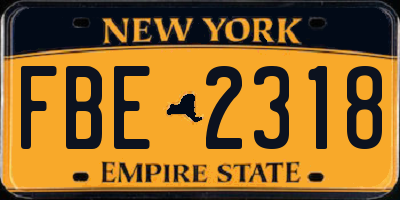 NY license plate FBE2318