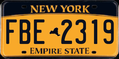 NY license plate FBE2319