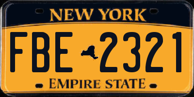 NY license plate FBE2321