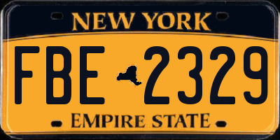 NY license plate FBE2329
