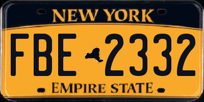 NY license plate FBE2332