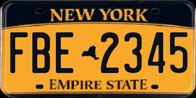 NY license plate FBE2345