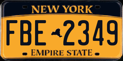 NY license plate FBE2349
