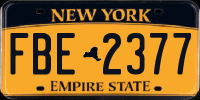 NY license plate FBE2377