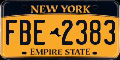 NY license plate FBE2383