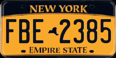 NY license plate FBE2385