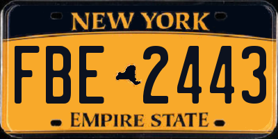 NY license plate FBE2443