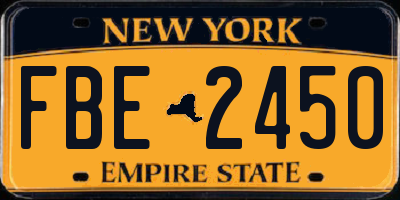 NY license plate FBE2450