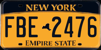 NY license plate FBE2476