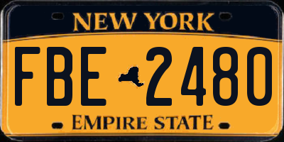 NY license plate FBE2480