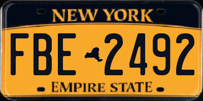 NY license plate FBE2492