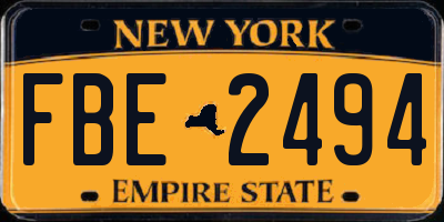 NY license plate FBE2494