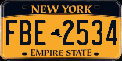 NY license plate FBE2534